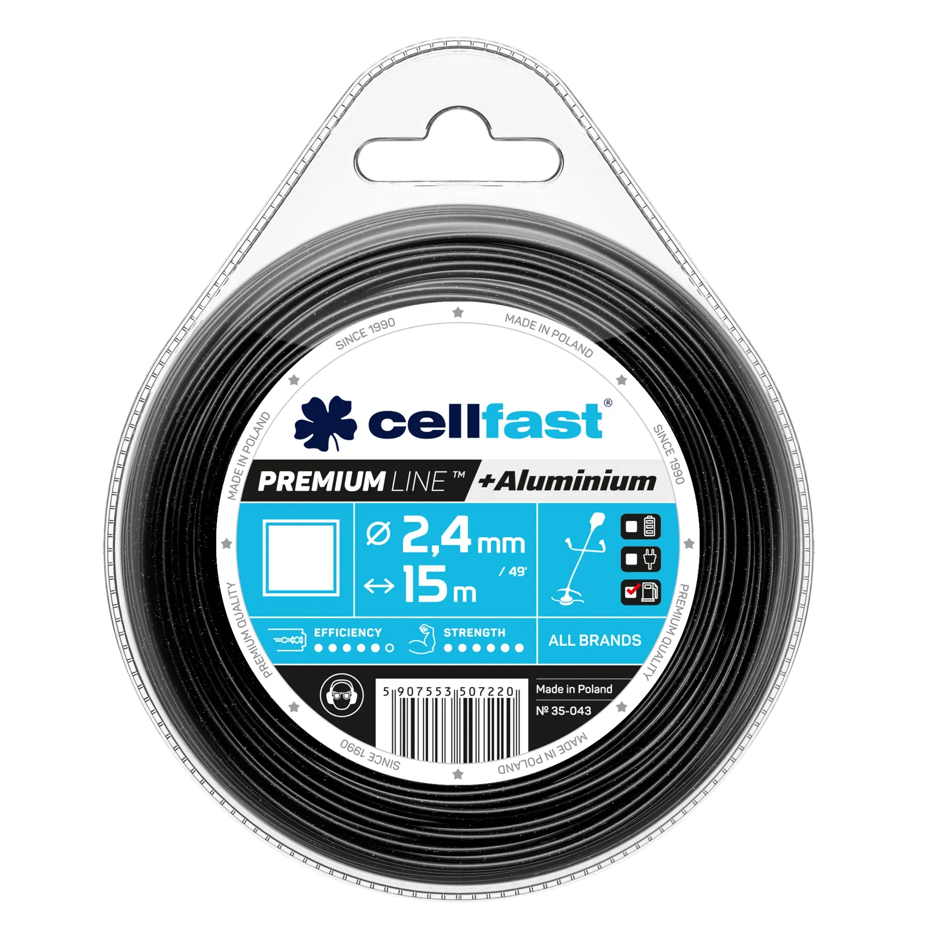 Trimmer line 2,4 mm x 15 m square Premium