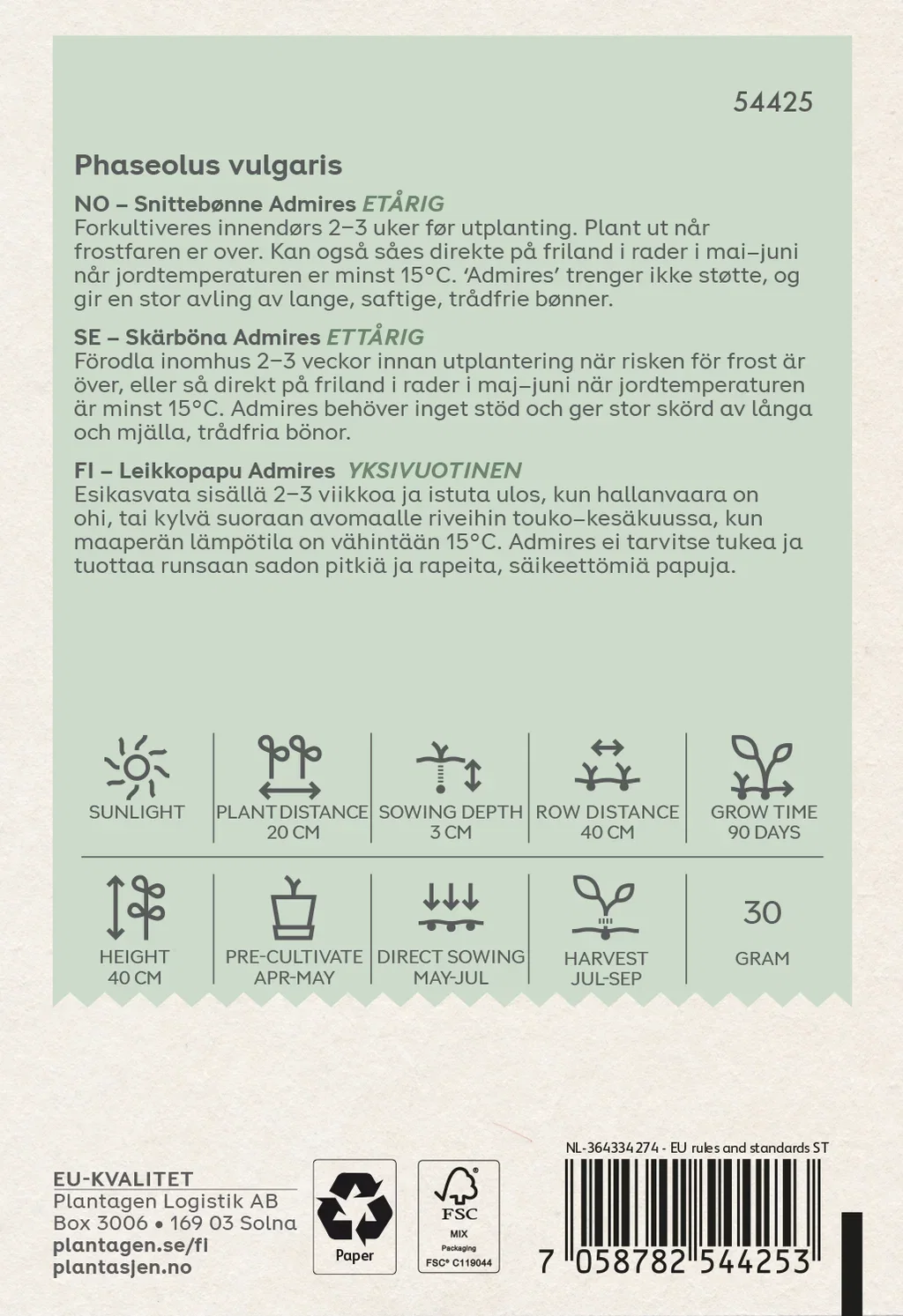 Snittbønne 'Admires'