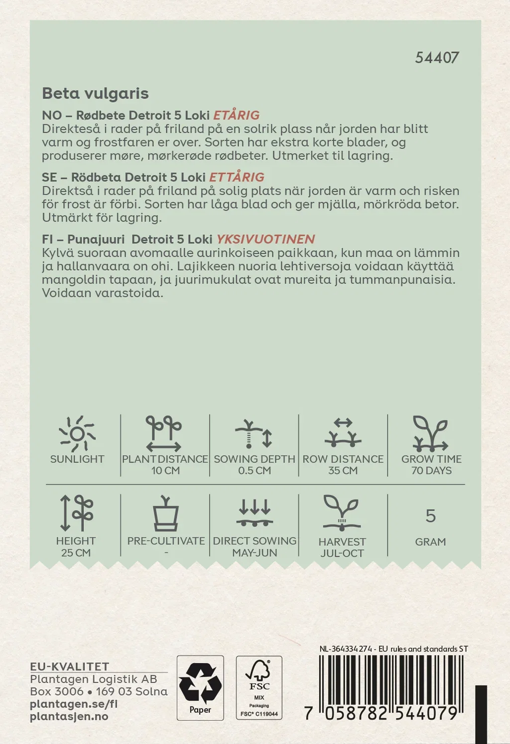 Rødbete 'Detroit 5 Loki'