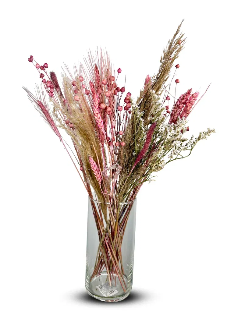 Bukett med tørkede blomster rosa