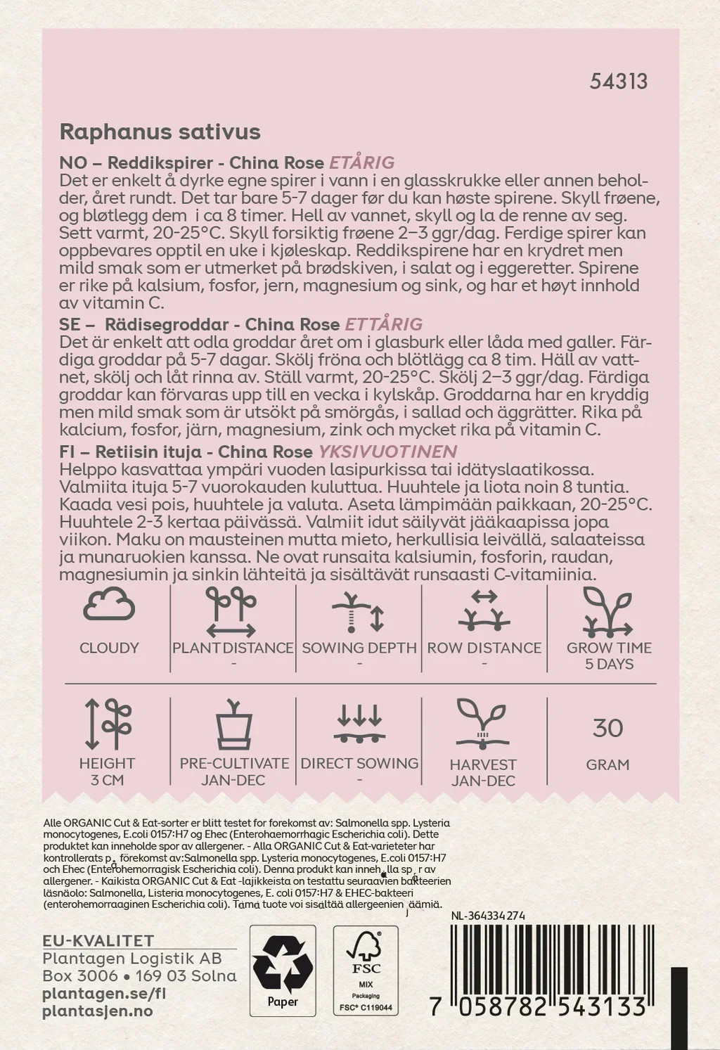 Rose Radijs - China Rose - 30 g Organic Sprouting