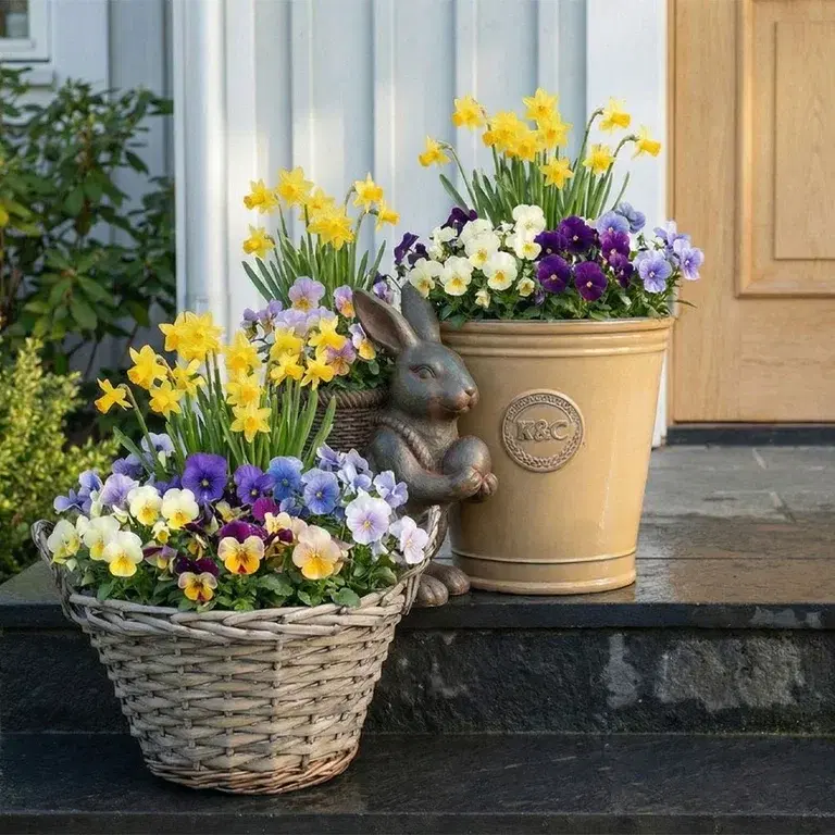 Uteplanter i potter til påske og tidlig vår